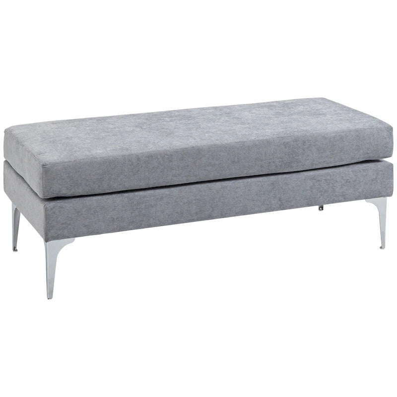 Banc de bout de lit rembourré de 48 pouces avec coussins à double couche et pieds en acier