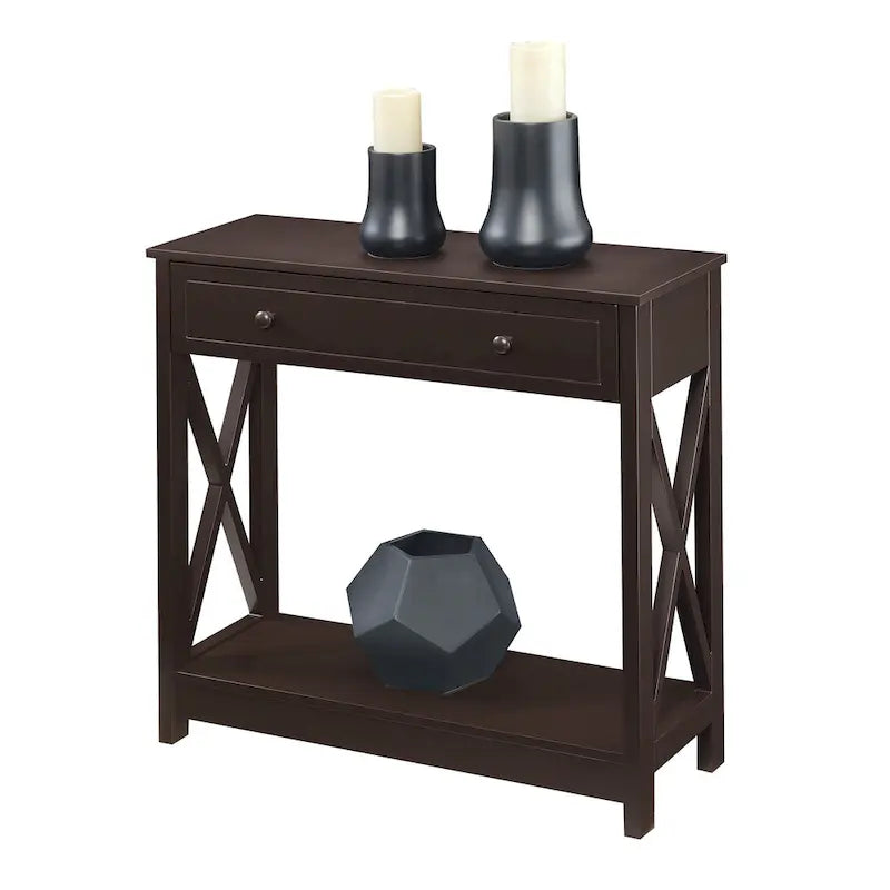 Console d'entrée 1 tiroir avec étagère et panneaux latéraux en X