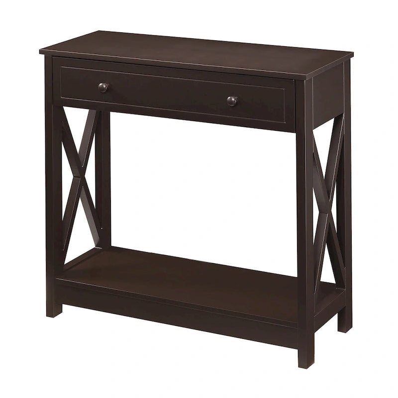 Console d'entrée 1 tiroir avec étagère et panneaux latéraux en X