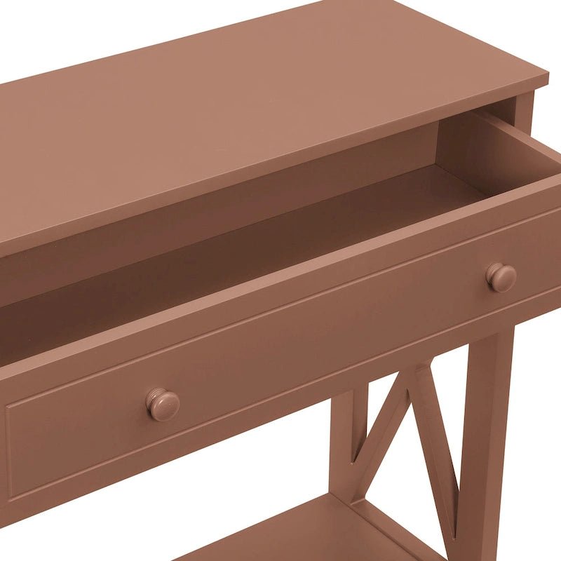 Console d'entrée 1 tiroir avec étagère et panneaux latéraux en X