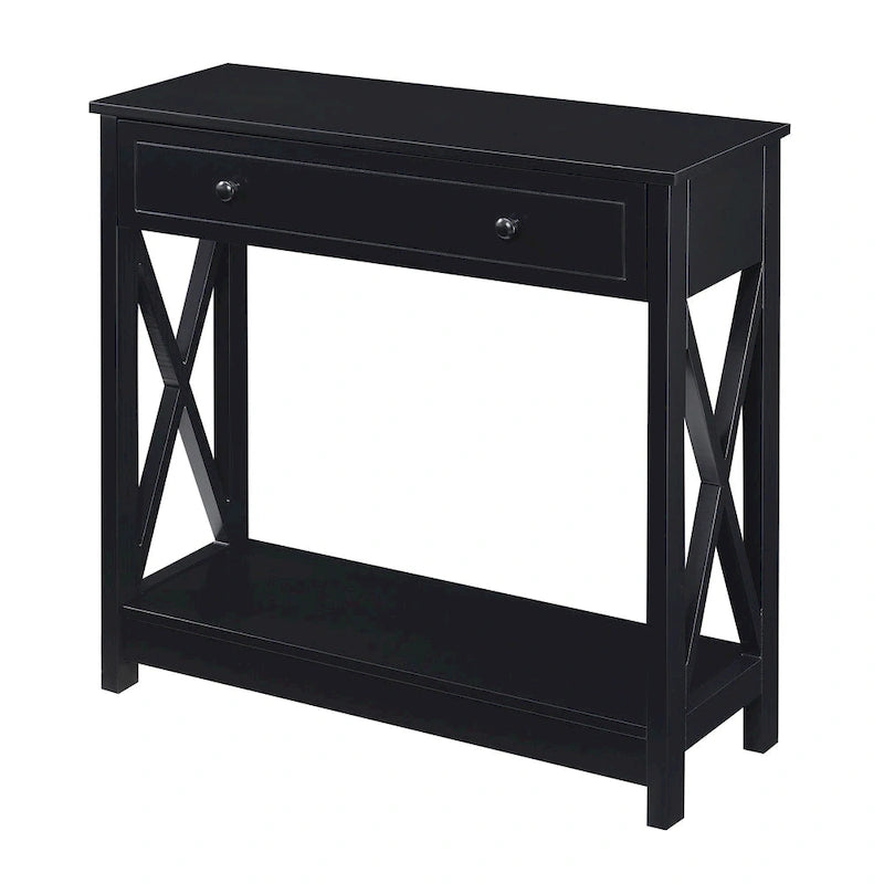 Console d'entrée 1 tiroir avec étagère et panneaux latéraux en X