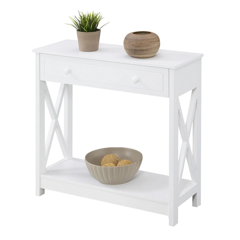 Console d'entrée 1 tiroir avec étagère et panneaux latéraux en X