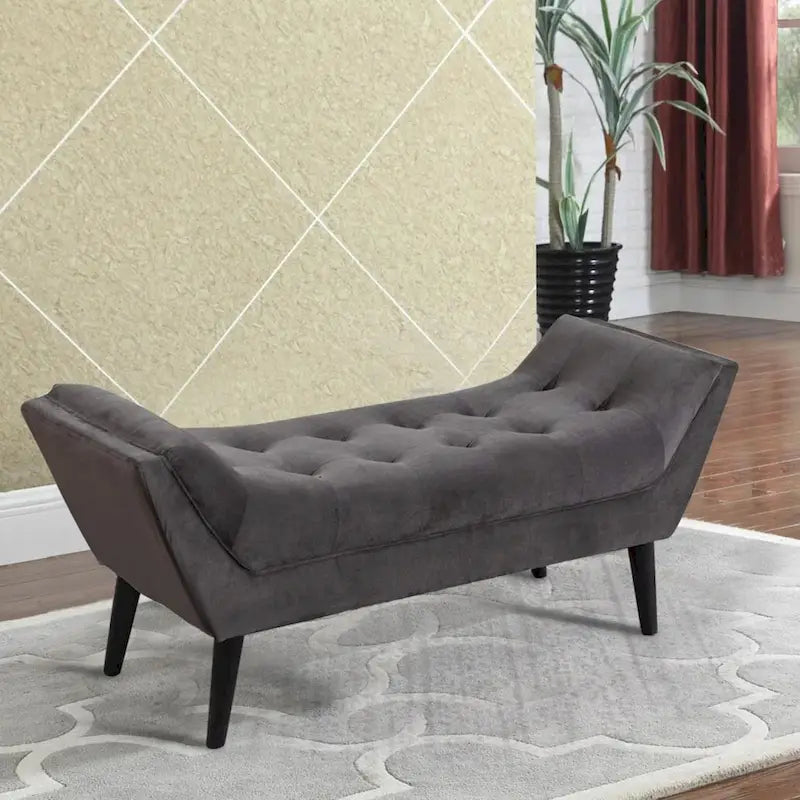 Banc de bout de lit - Pouf moderne en tissu avec pieds en bois
