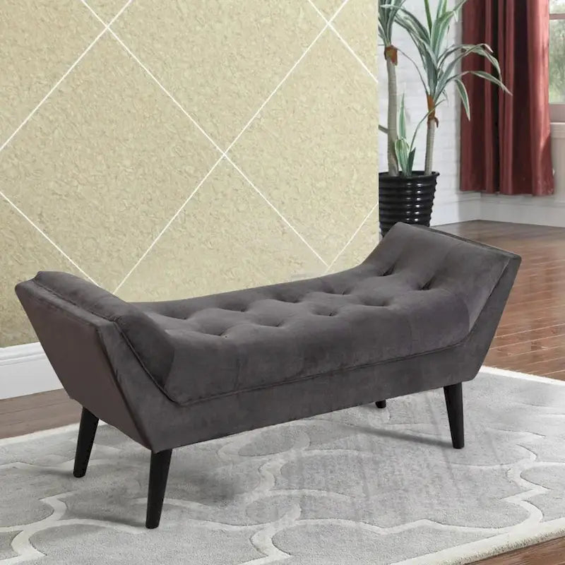 Banc de bout de lit - Pouf moderne en tissu avec pieds en bois