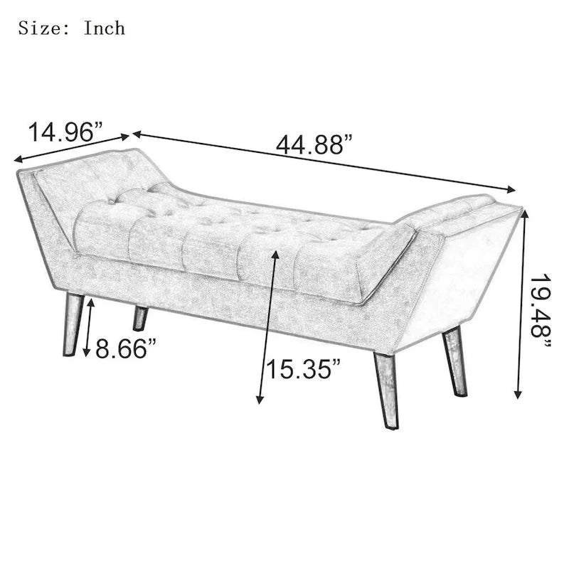 Banc de bout de lit - Pouf moderne en tissu avec pieds en bois
