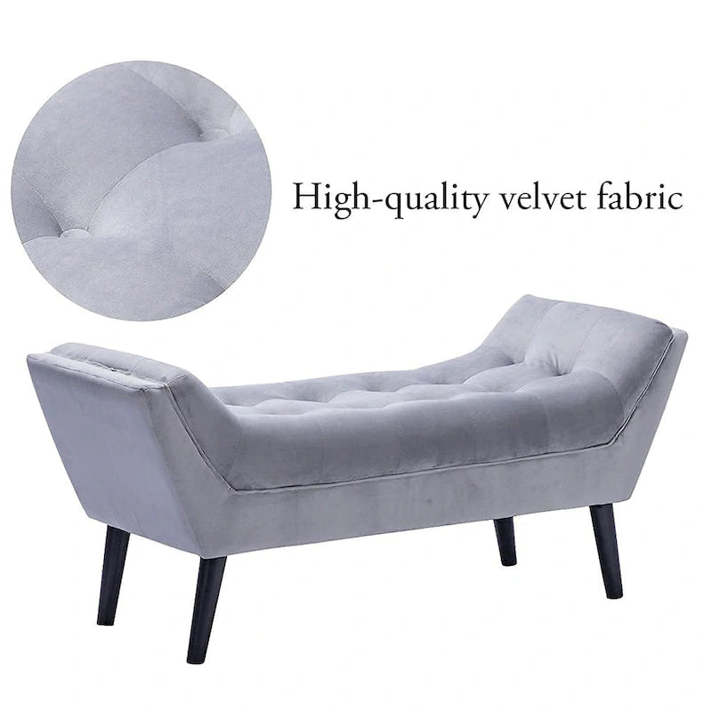 Banc de bout de lit - Pouf moderne en tissu avec pieds en bois