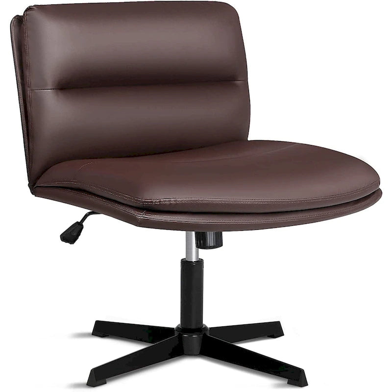 Chaise de bureau sans accoudoirs Criss Cross - Chaise de vanité pivotante en cuir PU sans roulettes