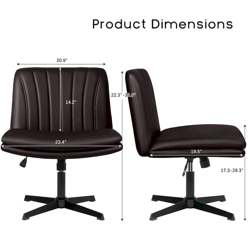 Chaise de bureau sans accoudoirs Criss Cross - Chaise de vanité pivotante en cuir PU sans roulettes
