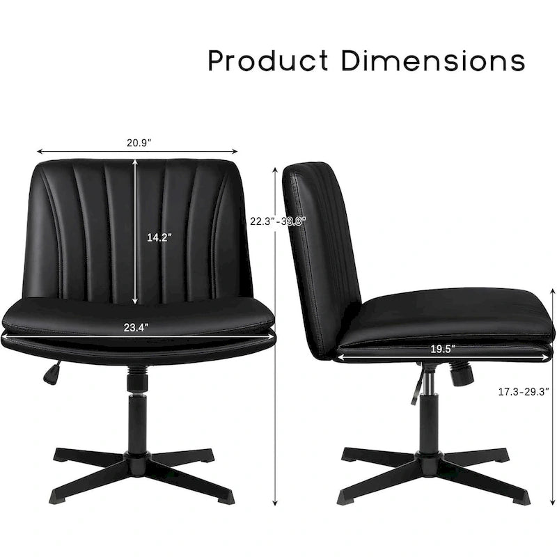 Chaise de bureau sans accoudoirs Criss Cross - Chaise de vanité pivotante en cuir PU sans roulettes