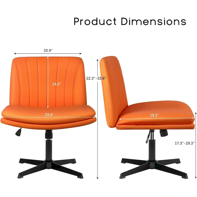 Chaise de bureau sans accoudoirs Criss Cross - Chaise de vanité pivotante en cuir PU sans roulettes