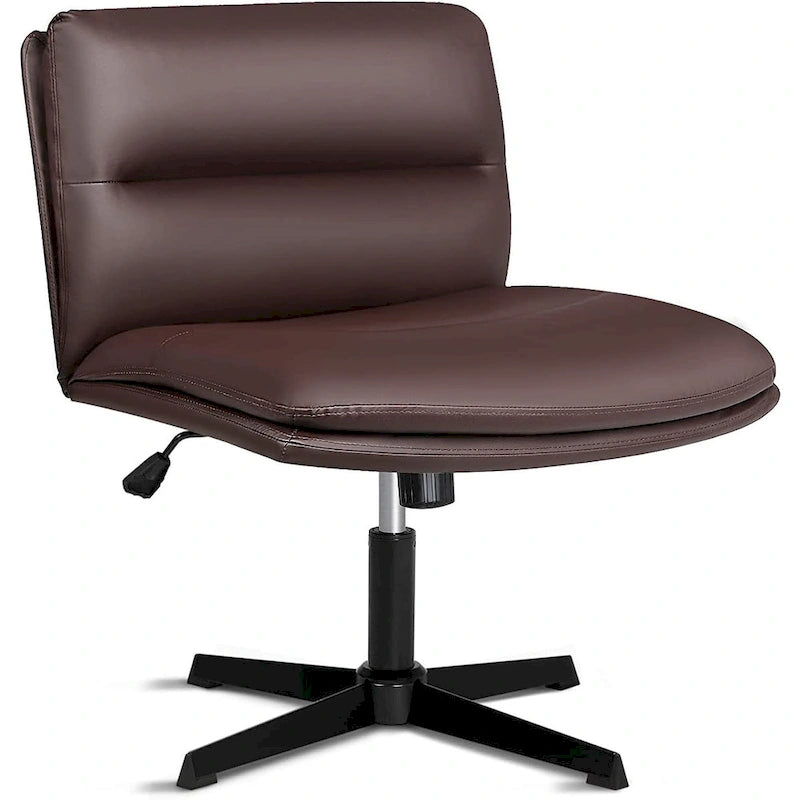 Chaise de bureau sans accoudoirs Criss Cross - Chaise de vanité pivotante en cuir PU sans roulettes