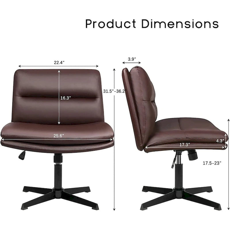 Chaise de bureau sans accoudoirs Criss Cross - Chaise de vanité pivotante en cuir PU sans roulettes