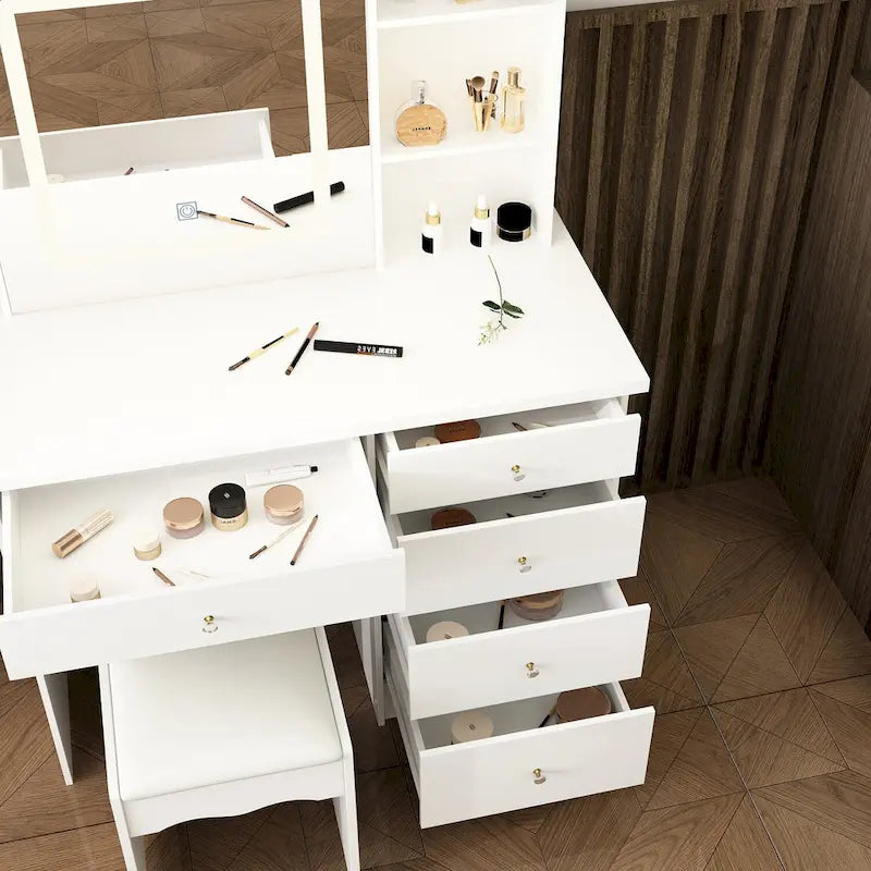 Coiffeuse 100 cm avec tabouret et miroir