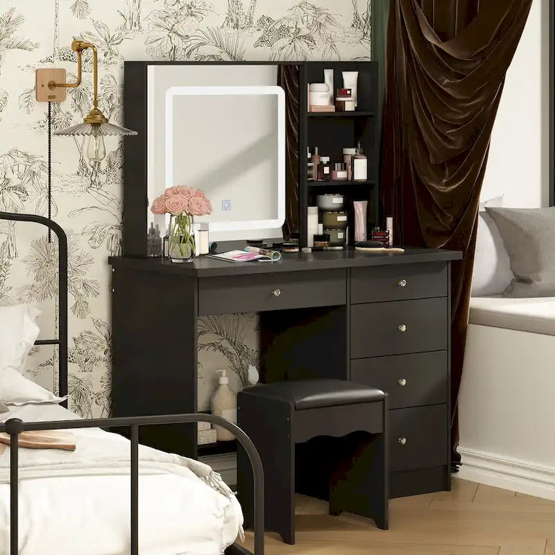 Coiffeuse 100 cm avec tabouret et miroir