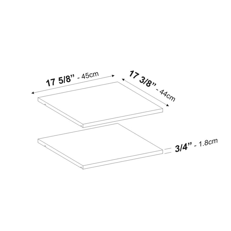 Étagères 100 % bois massif pour armoires de dressing, lot de 2