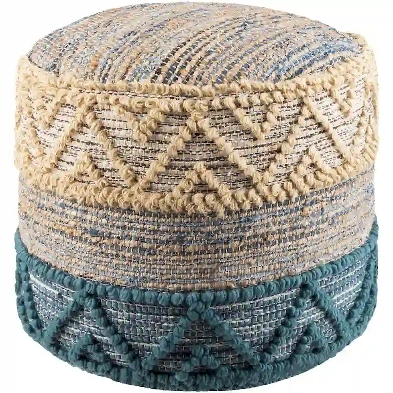 Pouf cylindrique bohème en jute de 45 cm - Jean