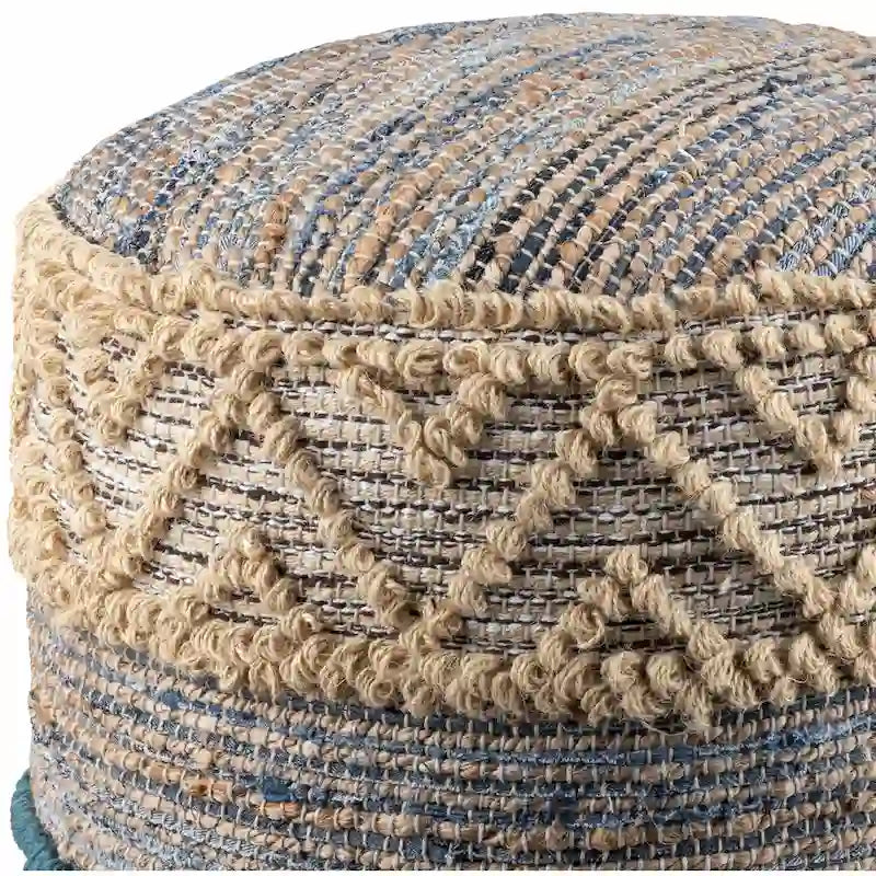 Pouf cylindrique bohème en jute de 45 cm - Jean