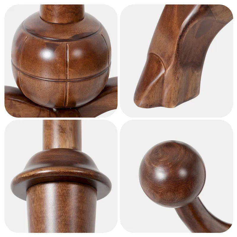 Porte-manteau autoportant en bois d'hévéa à 8 crochets - 24,5 l x 70,87 H