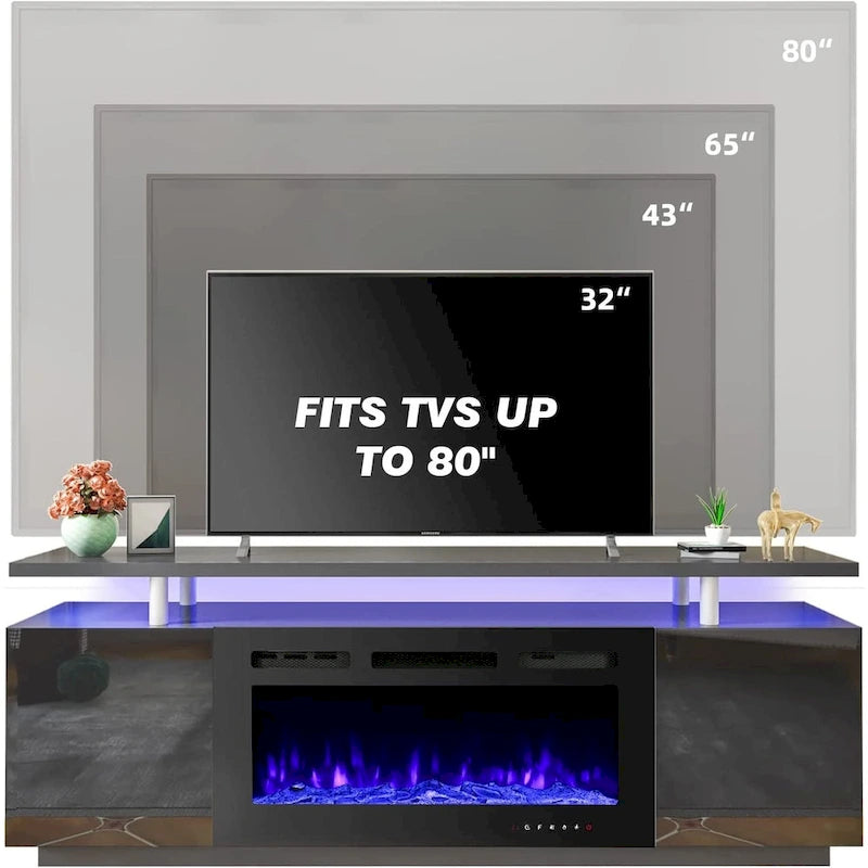 Meuble TV cheminée de 70 po avec cheminée électrique de 36 po pour téléviseurs jusqu'à 80 po