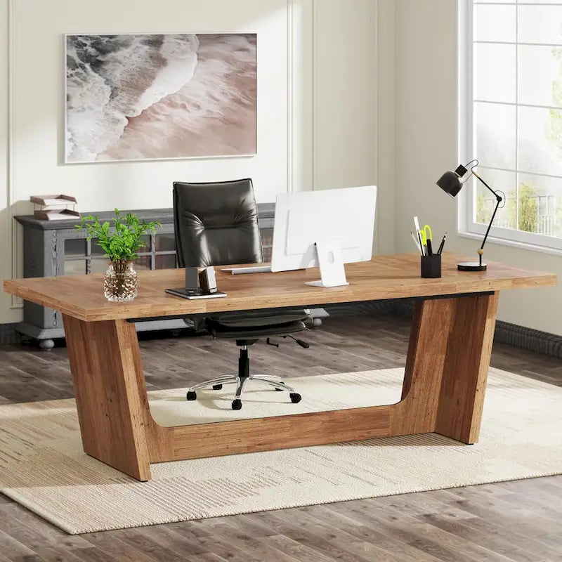 Bureau de direction de 180 cm, bureau d'ordinateur en bois pour bureau à domicile, mobilier professionnel de poste de travail