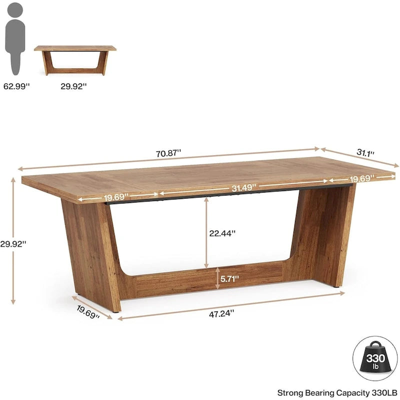 Bureau de direction de 180 cm, bureau d'ordinateur en bois pour bureau à domicile, mobilier professionnel de poste de travail