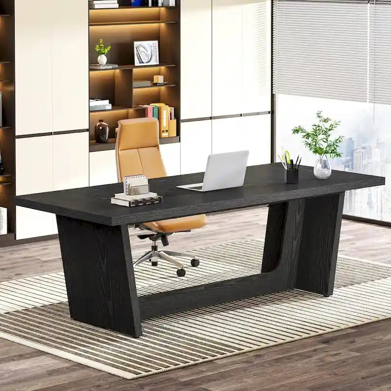 Bureau de direction de 180 cm, bureau d'ordinateur en bois pour bureau à domicile, mobilier professionnel de poste de travail