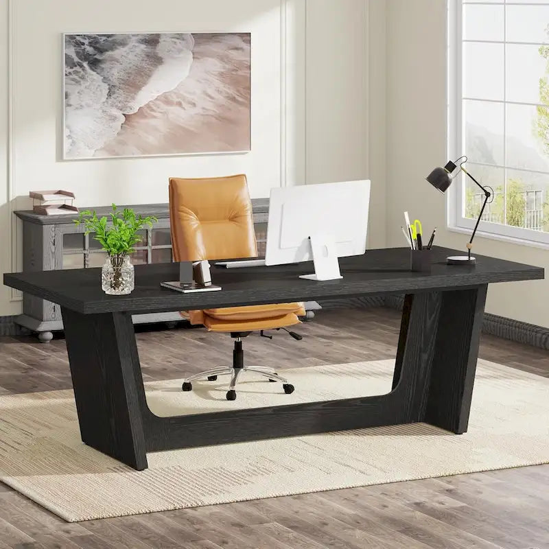 Bureau de direction de 180 cm, bureau d'ordinateur en bois pour bureau à domicile, mobilier professionnel de poste de travail