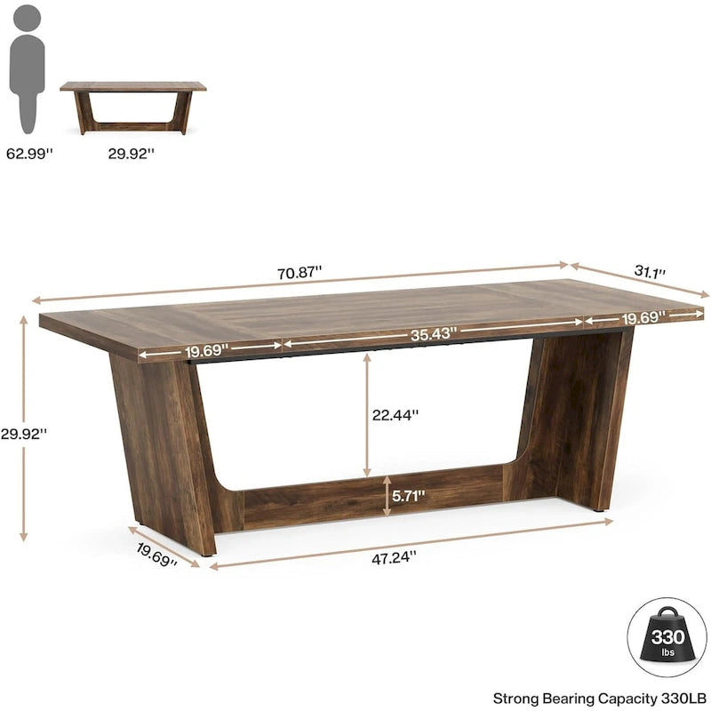 Bureau de direction de 180 cm, bureau d'ordinateur en bois pour bureau à domicile, mobilier professionnel de poste de travail