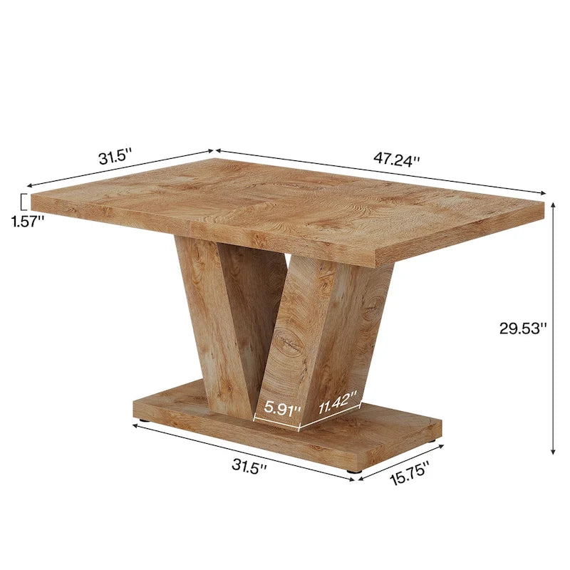 Table à manger rectangulaire 47 de petite taille pour cuisine et salle à manger de style ferme