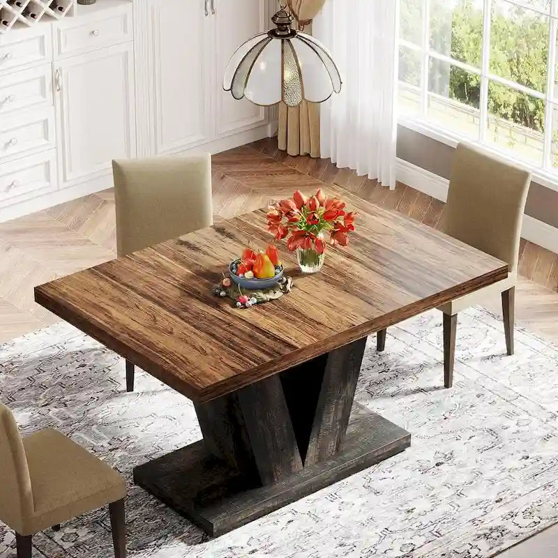 Table à manger rectangulaire 47 de petite taille pour cuisine et salle à manger de style ferme
