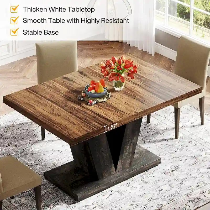 Table à manger rectangulaire 47 de petite taille pour cuisine et salle à manger de style ferme