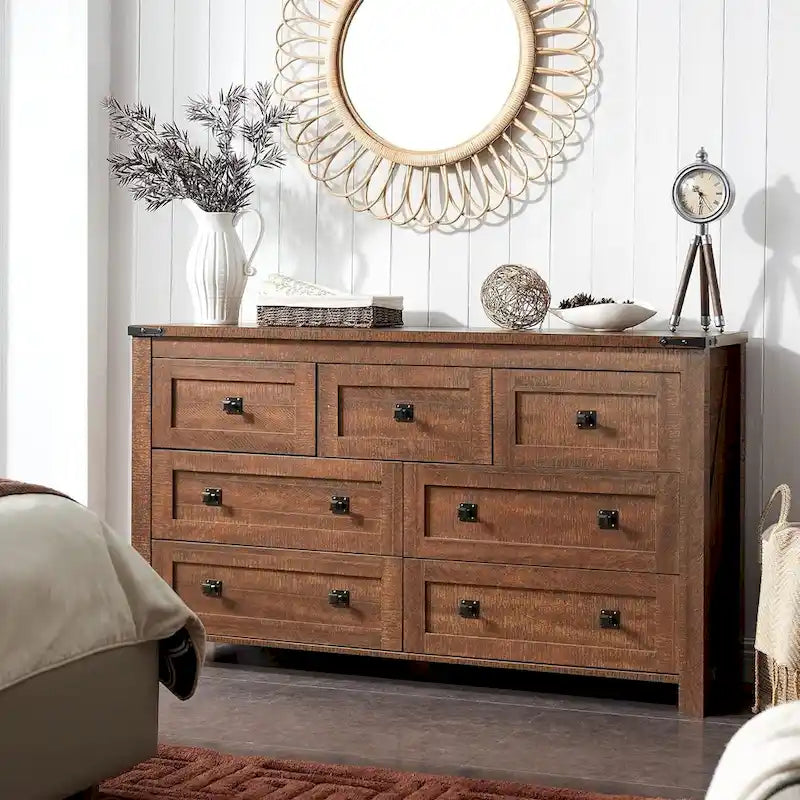 Meuble TV de Ferme à 7 Tiroirs, Commode, Organisateurs de Commode