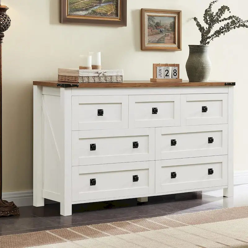 Meuble TV de Ferme à 7 Tiroirs, Commode, Organisateurs de Commode