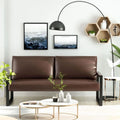 Causeuse en similicuir style Mid-Century avec cadre en acier