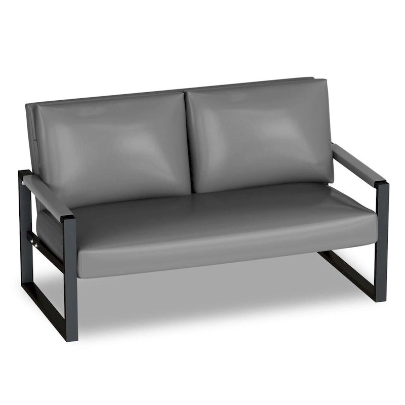 Causeuse en similicuir style Mid-Century avec cadre en acier