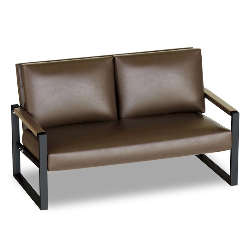 Causeuse en similicuir style Mid-Century avec cadre en acier