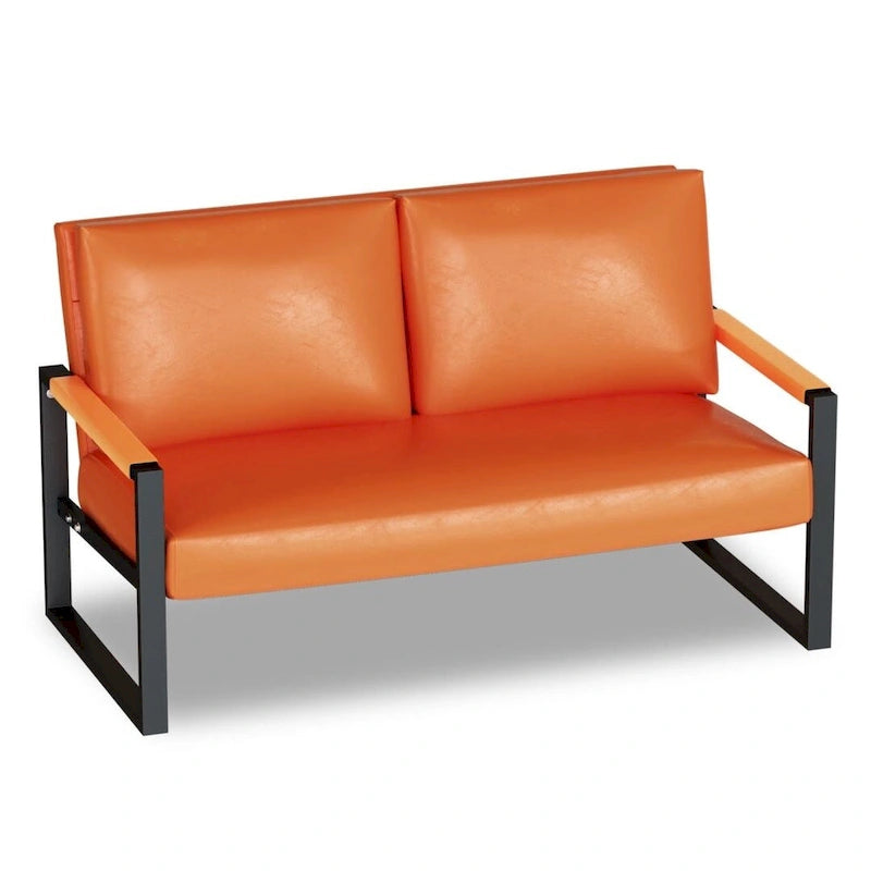 Causeuse en similicuir style Mid-Century avec cadre en acier