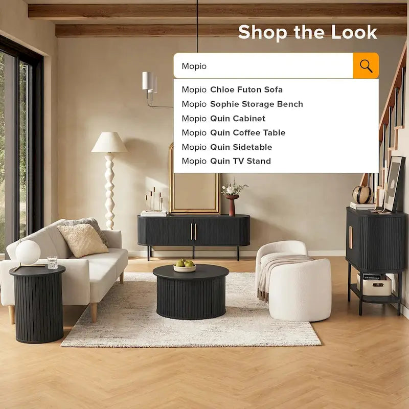 Meuble TV Tambour de 150 cm - Meuble TV Moderne du Milieu du Siècle avec Façade Cannelée