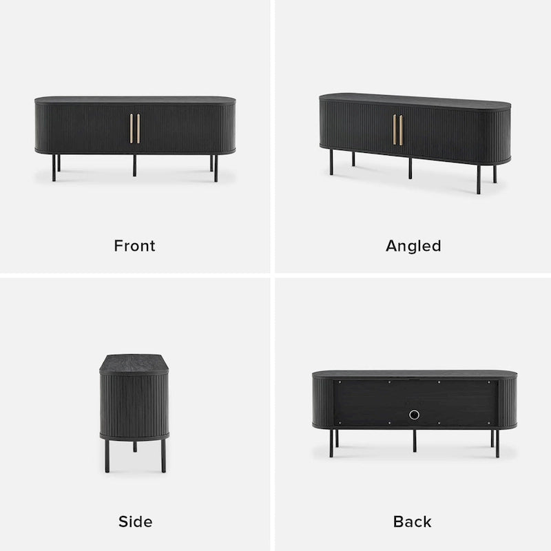 Meuble TV Tambour de 150 cm - Meuble TV Moderne du Milieu du Siècle avec Façade Cannelée