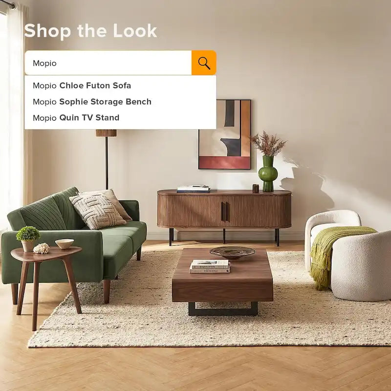 Meuble TV Tambour de 150 cm - Meuble TV Moderne du Milieu du Siècle avec Façade Cannelée