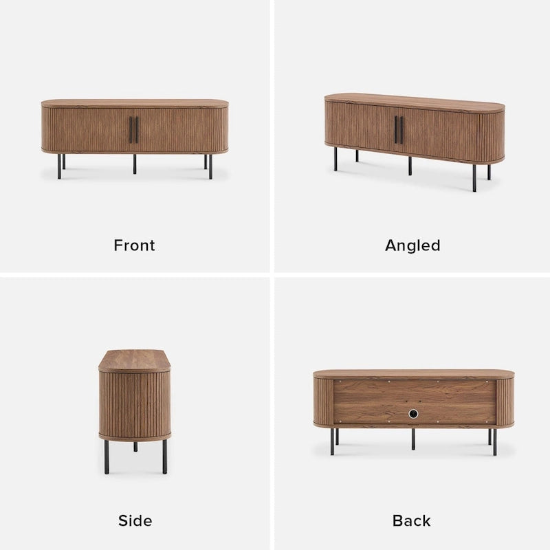 Meuble TV Tambour de 150 cm - Meuble TV Moderne du Milieu du Siècle avec Façade Cannelée