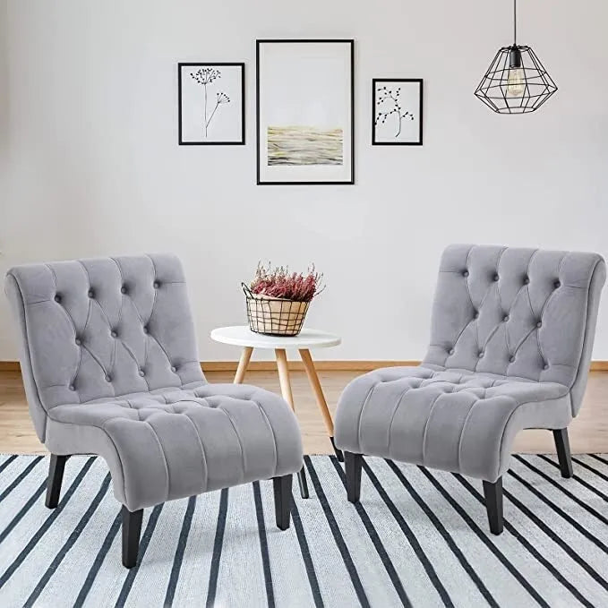 Lot de 2 fauteuils de salon rembourrés sans accoudoirs