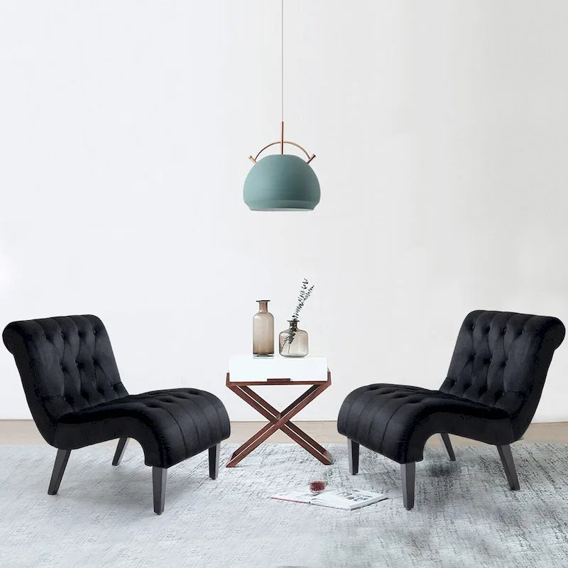 Lot de 2 fauteuils de salon rembourrés sans accoudoirs