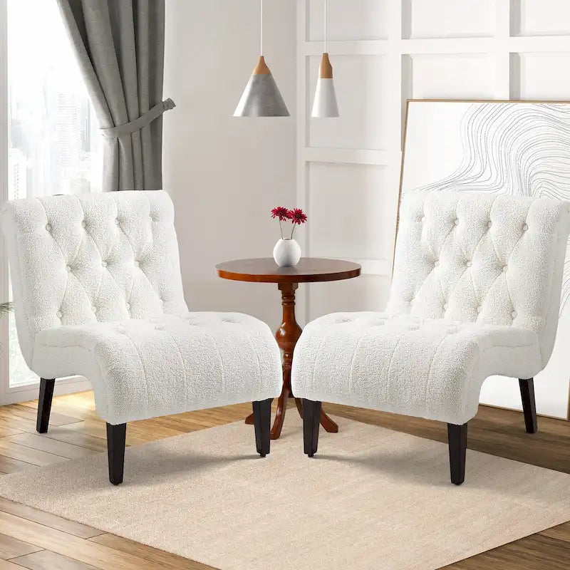 Lot de 2 fauteuils de salon rembourrés sans accoudoirs