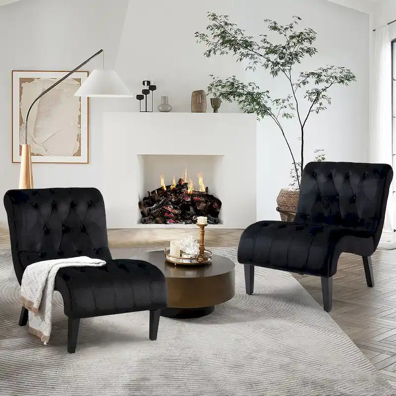 Lot de 2 fauteuils de salon rembourrés sans accoudoirs