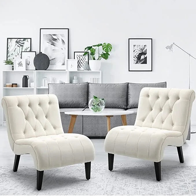 Lot de 2 fauteuils de salon rembourrés sans accoudoirs