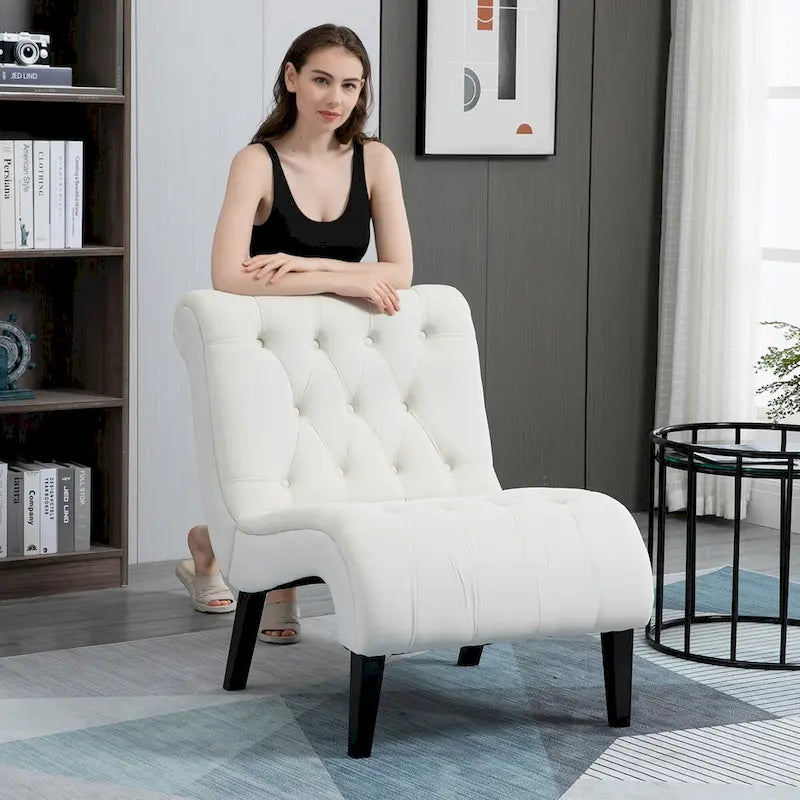 Lot de 2 fauteuils de salon rembourrés sans accoudoirs