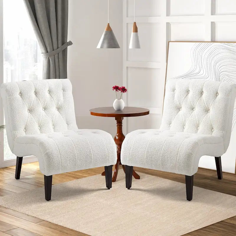 Lot de 2 fauteuils de salon rembourrés sans accoudoirs