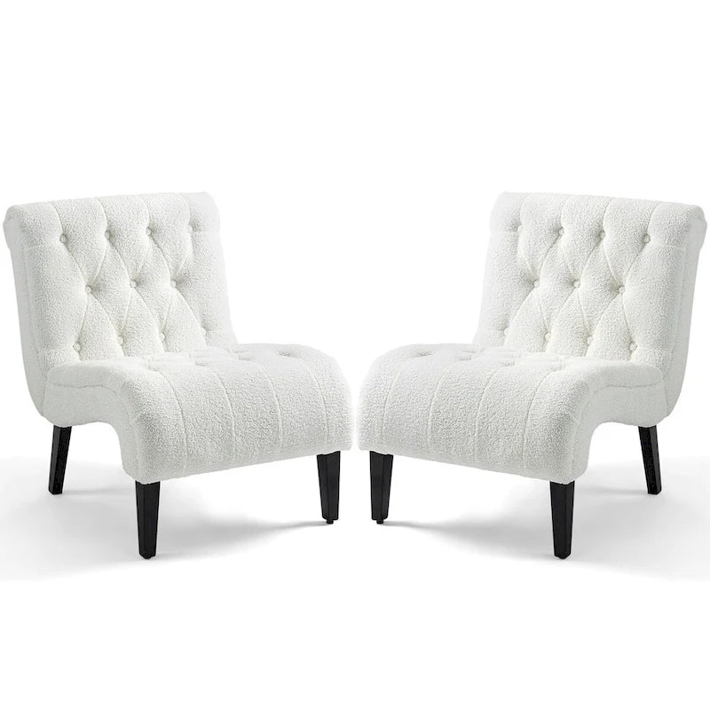 Lot de 2 fauteuils de salon rembourrés sans accoudoirs