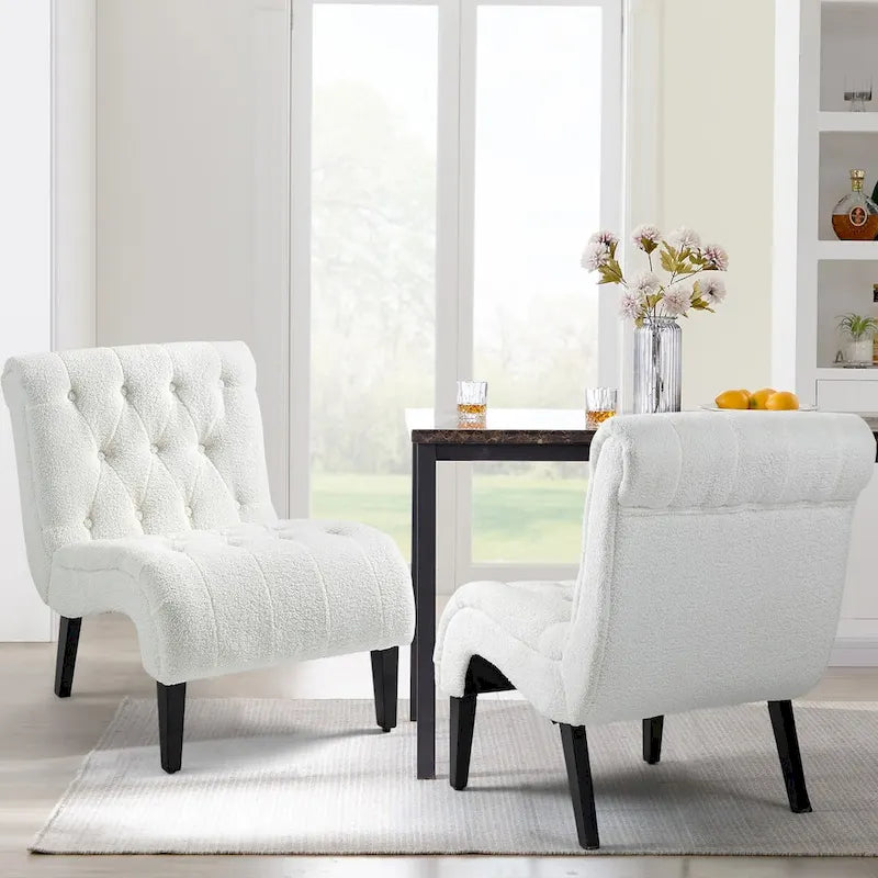 Lot de 2 fauteuils de salon rembourrés sans accoudoirs